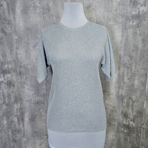 Vintage 90s Effeci Womens Crochet Knit Sexy Sparkly Sleeveless Sheer Mesh Party‎